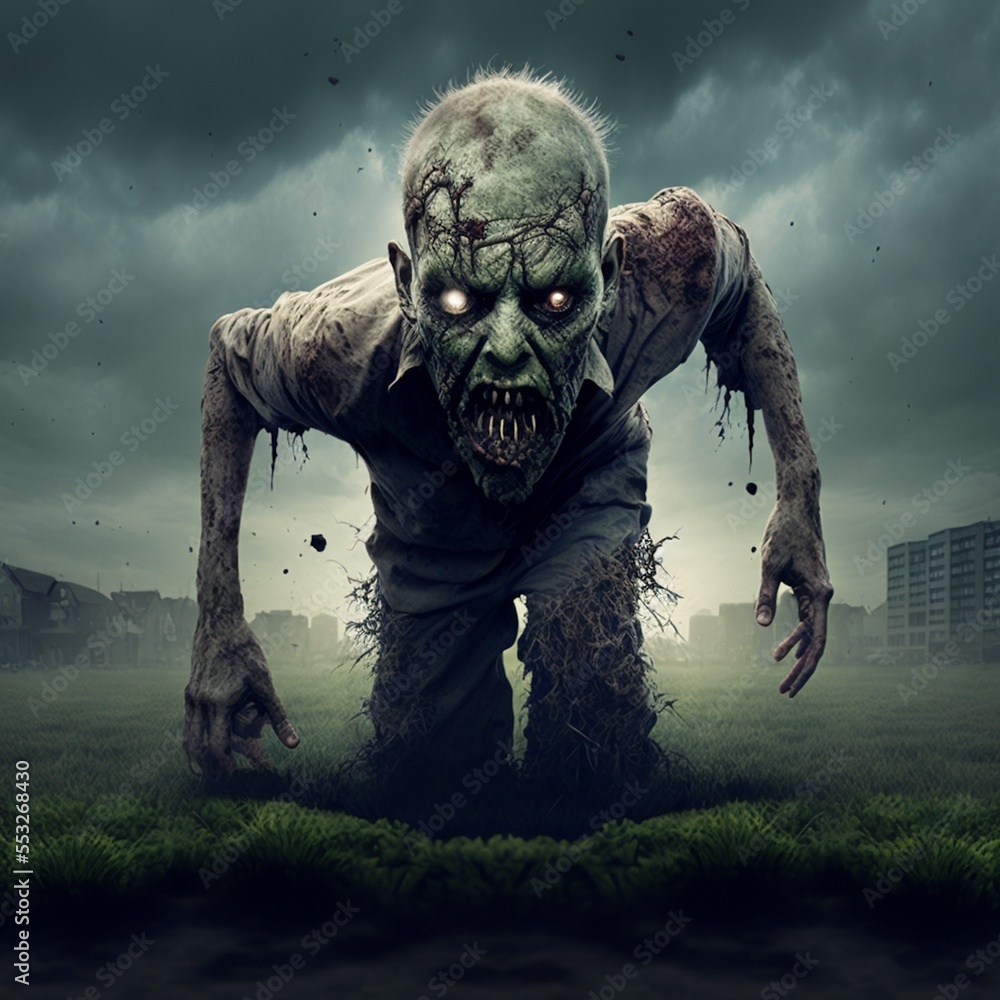 Tableau sur plexiglas avec zombie crawls out of the ground. Fear and horror #553268430