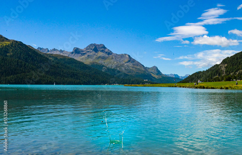 idyllic lake by the mountains
