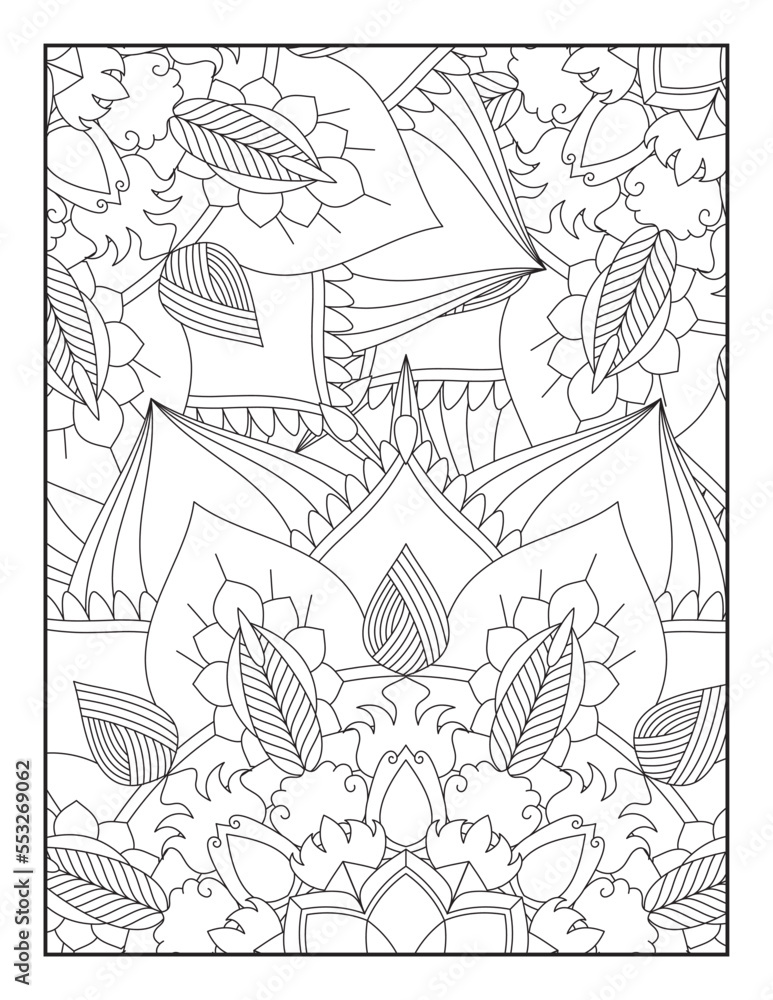 Fototapeta premium Mandala Coloring Pages, Floral Mandala Coloring Page, Flower Mandala Coloring Pages,