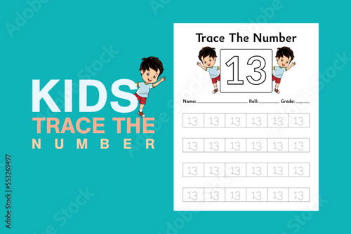 Number tracing worksheets and tracing activity book for kids or preschool or homeschool KDP Interior Planner 2023