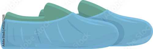 Wear shoe cover icon cartoon vector. Medical protection. Clean man