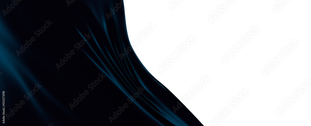 Naklejka premium fabric abstract blue wave background, night simple and elegant 3d render wallpaper