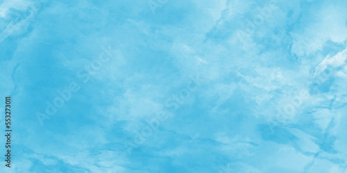 Abstract hand painted cloudy sky blue watercolor background, Abstract shinny winter seasonal natural cloudy blue sky background, Bright blue cloudy sky vector illustration.