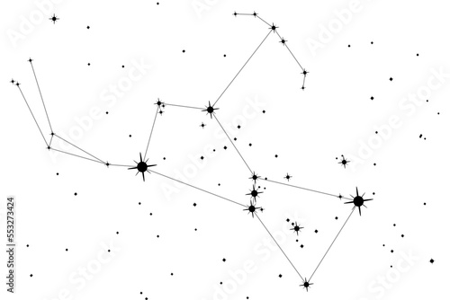 Simple astronomical illustration of the constellation Orion (the Hunter). Transparent PNG design element for websites, print and other graphics. photo