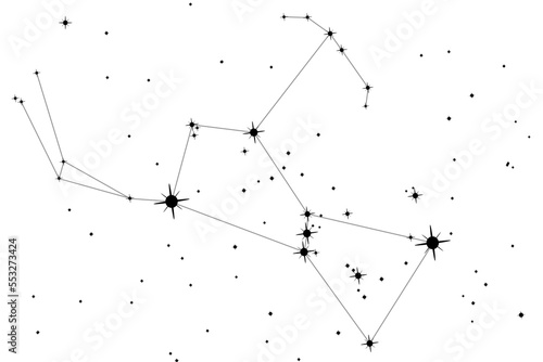 Simple astronomical illustration of the constellation Orion (the Hunter). Transparent PNG design element for websites, print and other graphics.