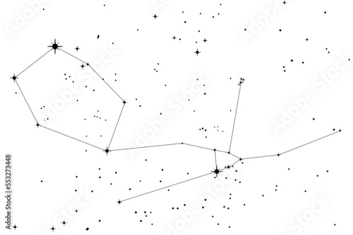 Leinwand Poster Simple astronomical illustration of the constellations Taurus (the bull) and Auriga (the charioteer)