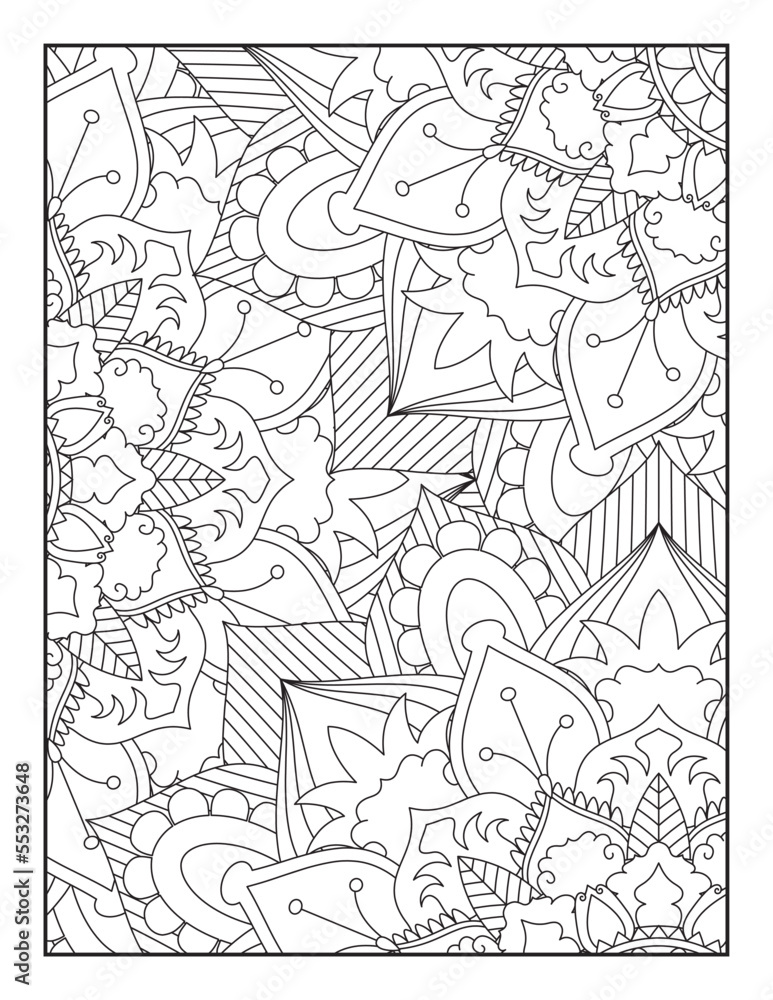 Obraz premium Floral Mandala Coloring Pages, Coloring Page For Adults,