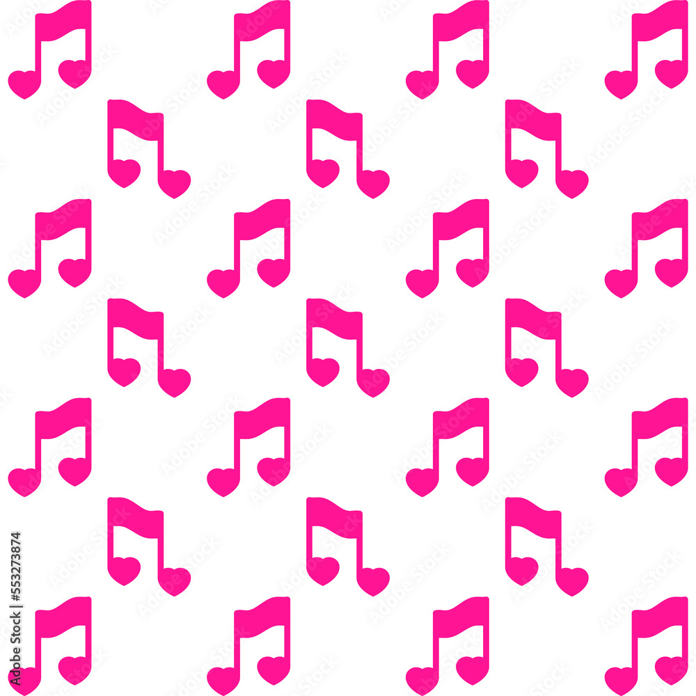 Símbolo aislado música romántica. Patrón repetitivo con nota musical en forma de corazón Símbolo aislado música romántica. Patrón repetitivo con nota musical en forma de corazón