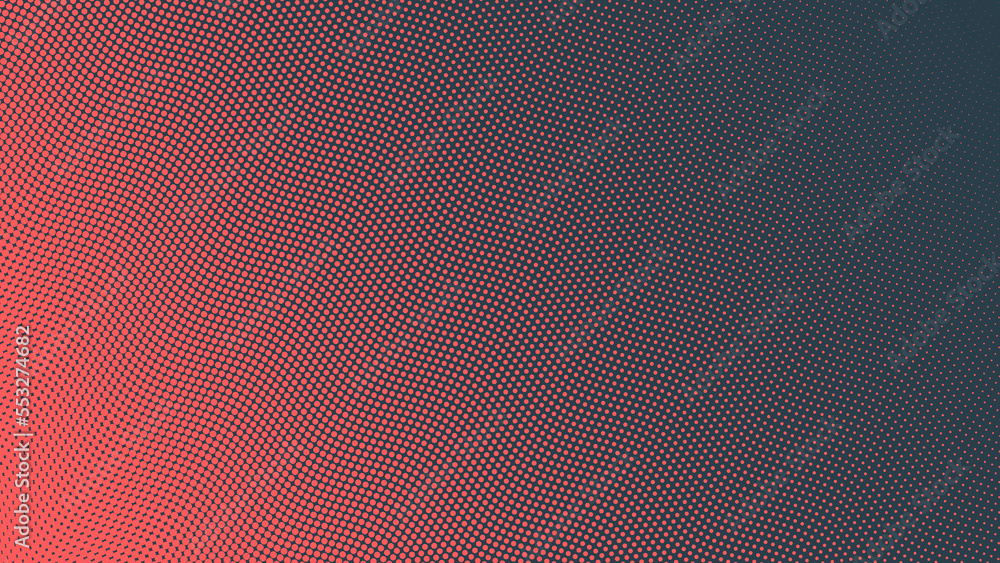 Obraz premium Pop Art Dots Wavy Halftone Gradient Vector Textured Red Dark Blue Abstract Background. Dot Work Structure Subtle Texture Design Element. Half Tone Contrast Graphic Minimalistic Art Wallpaper