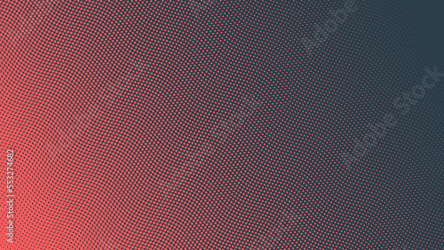 Pop Art Dots Wavy Halftone Gradient Vector Textured Red Dark Blue Abstract Background. Dot Work Structure Subtle Texture Design Element. Half Tone Contrast Graphic Minimalistic Art Wallpaper