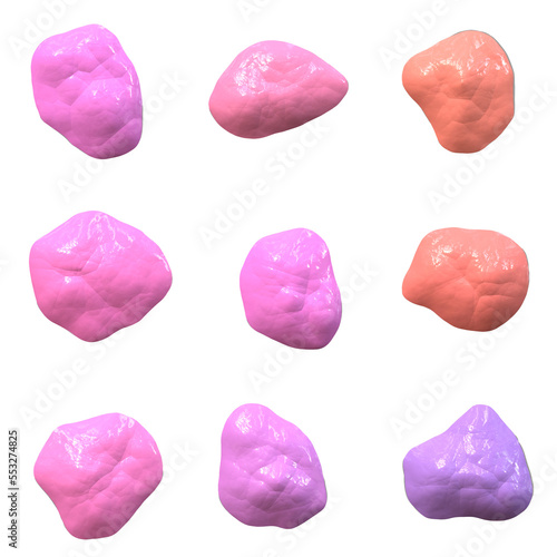 A 3D illustration of nine chewed gum pieces photo