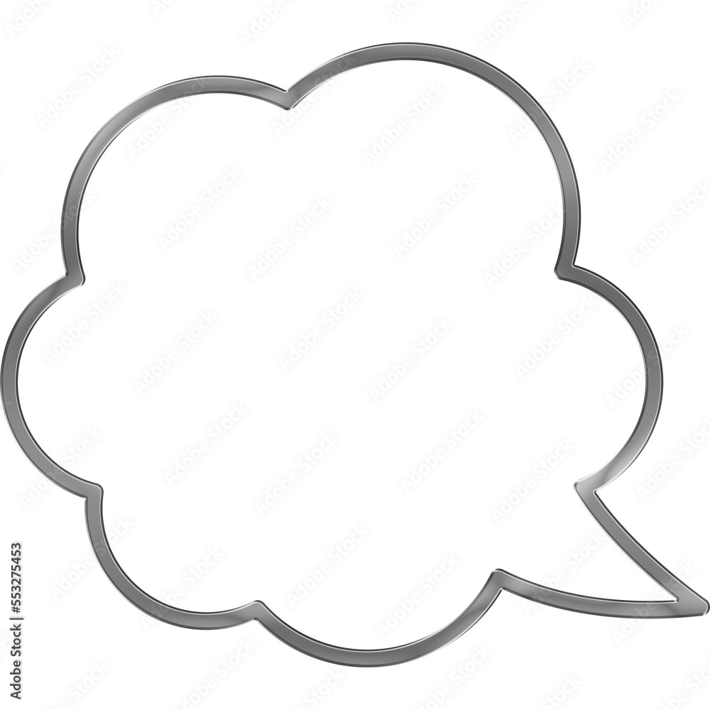 Silver Metal Speech Bubble Cloud Illustration Silver Metal Speech Bubble Cloud Illustration