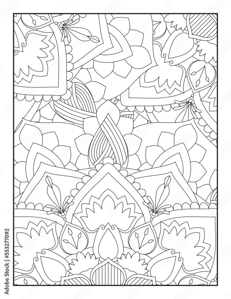 Obraz premium Floral Mandala Coloring Page, Flower Mandala Coloring Page for Adults, mandala flower coloring pages.