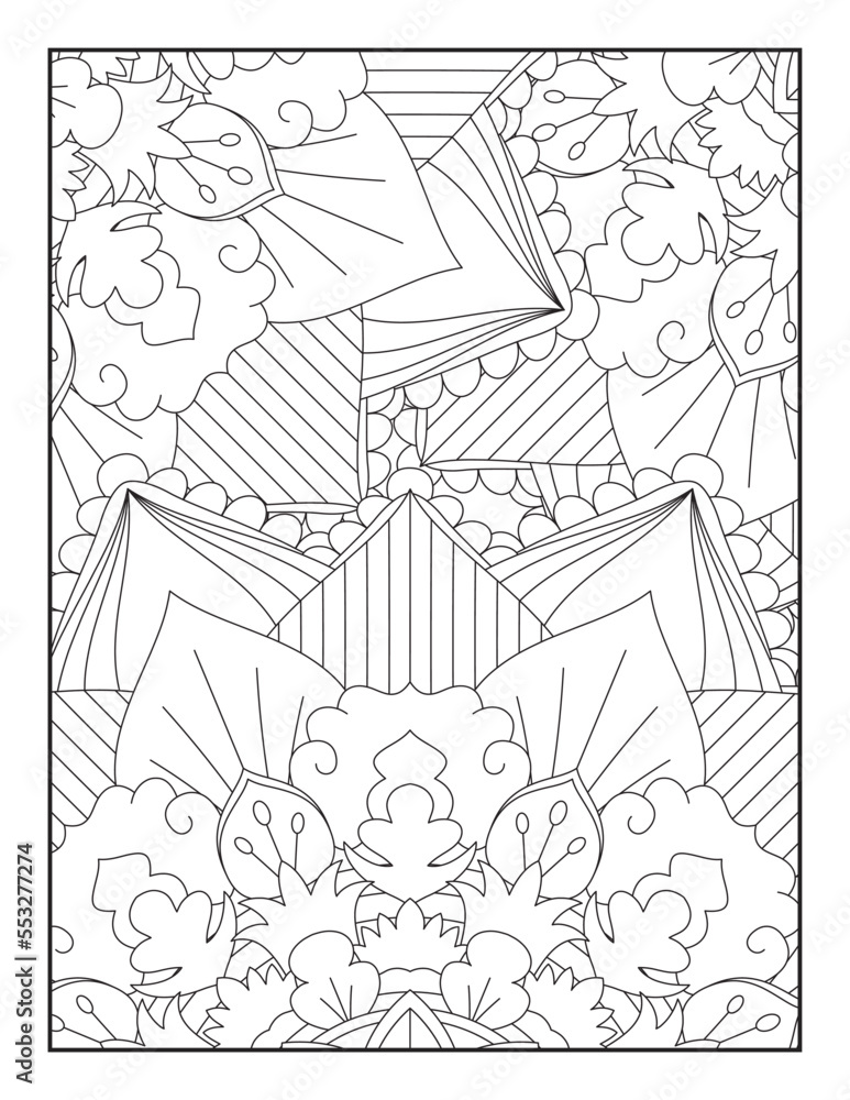 Obraz premium Floral Mandala Coloring Page, Flower Mandala Coloring Page for Adults, mandala flower coloring pages.