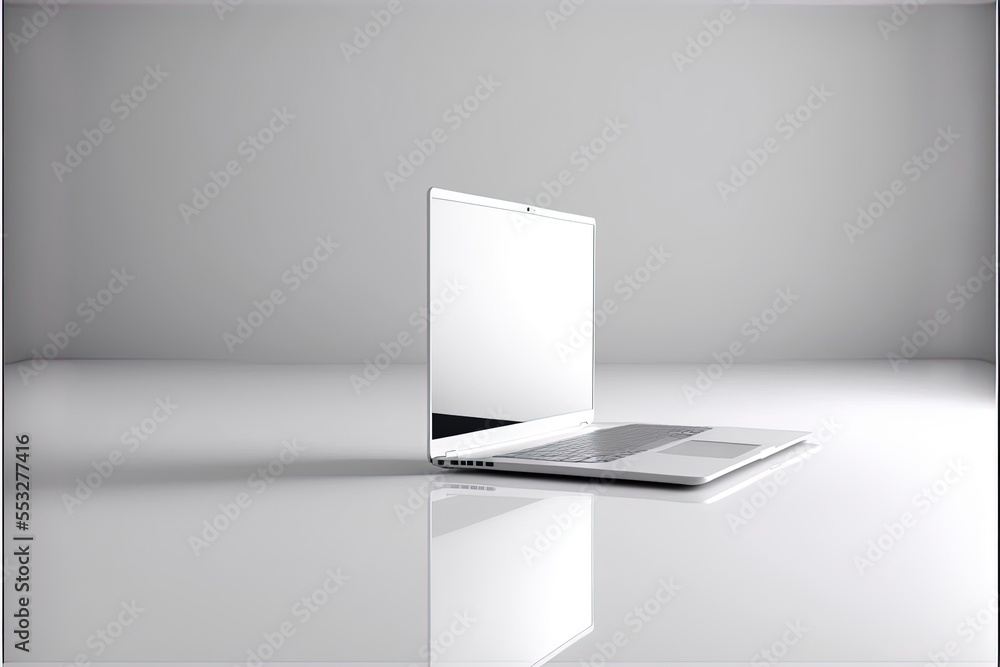 Fototapeta premium laptop in abstract minimal setup Generative AI 