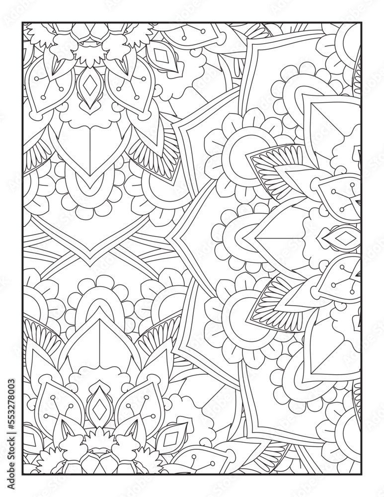 Fototapeta premium Floral Mandala Coloring Page, Flower Mandala Coloring Page for Adults, mandala flower coloring pages.
