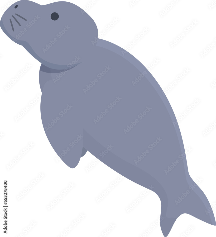 Dugong manatee icon cartoon vector. Ocean animal. Cute mammal Dugong manatee icon cartoon vector. Ocean animal. Cute mammal