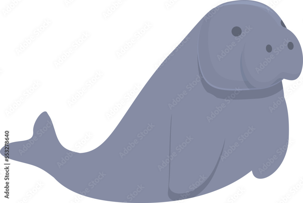 Fototapeta premium Baby dugong icon cartoon vector. Manatee ocean. Cute animal