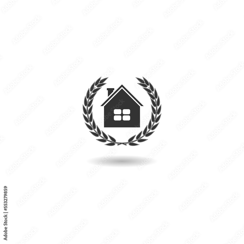 Home decor with wreath floral logo with shadow Home decor with wreath floral logo with shadow
