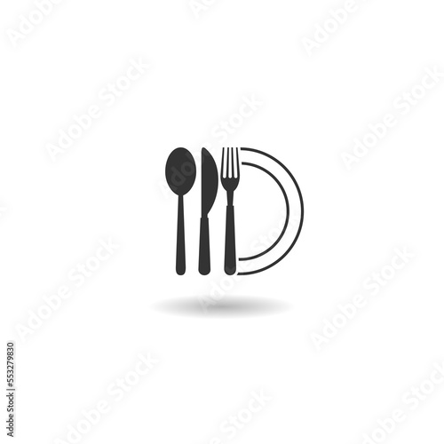 Cutlery icon logo with shadow