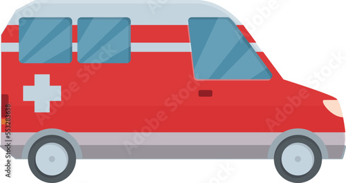 Red ambulance icon cartoon vector. Car medical. Modern van