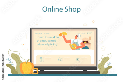 Pasta maker online service or platform. Baker cooking italian