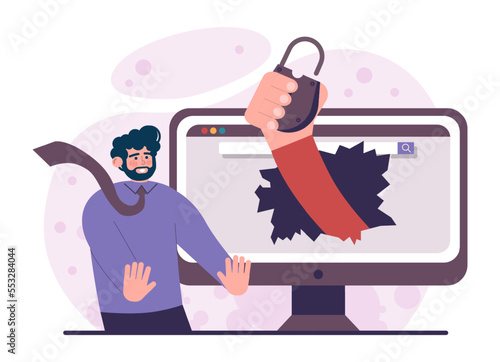 Data theft concept. Cyber attack, hacker stealing personal data
