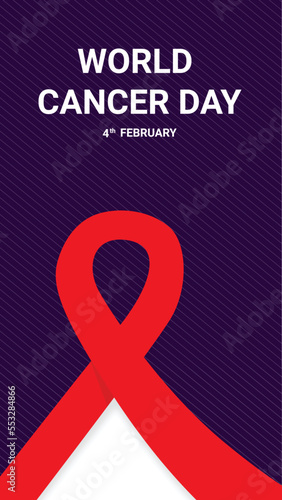 World Cancer Day red ribbon Template