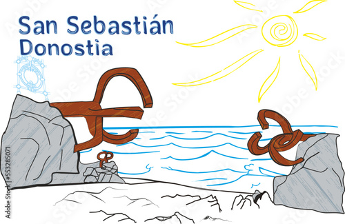 Ilustración de San Sebastián con el peine de los vientos