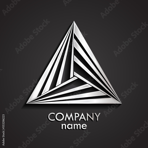 3d silver modern shape triangle logo
