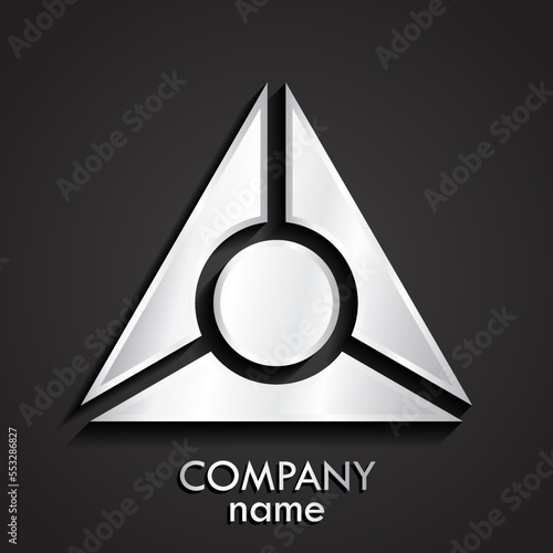 triangle geometric 3d silver metal logo