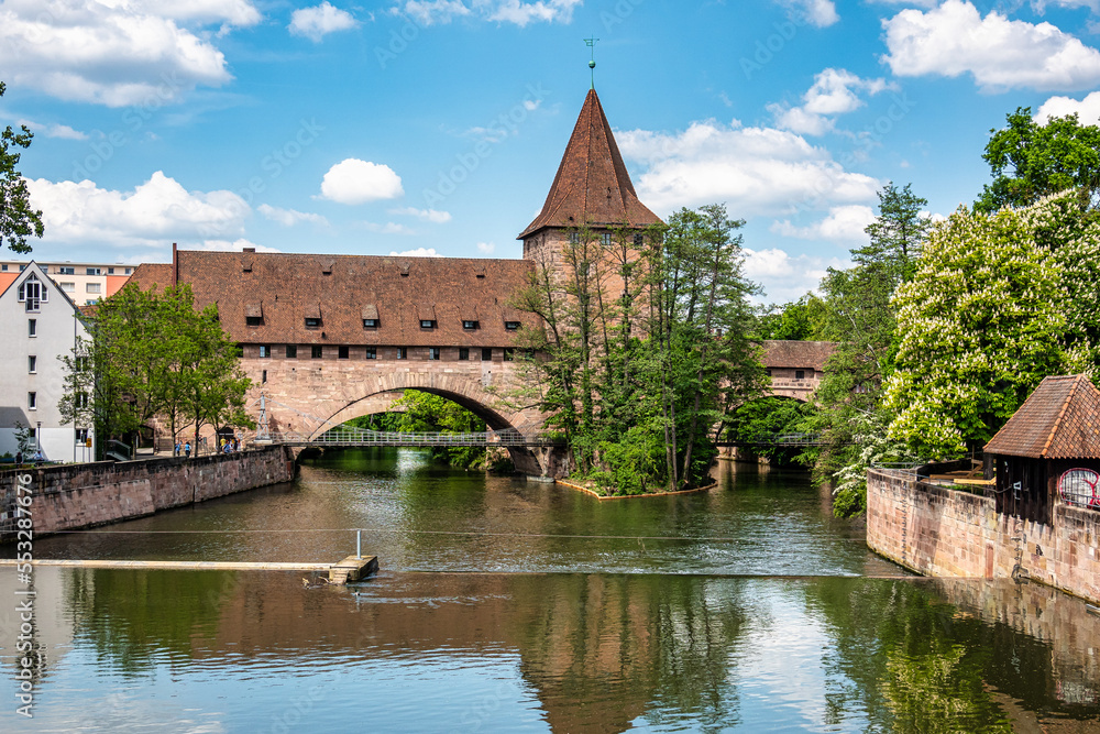 View of the historical center of Nuremberg. Middle Franconia, Bavaria, Germany