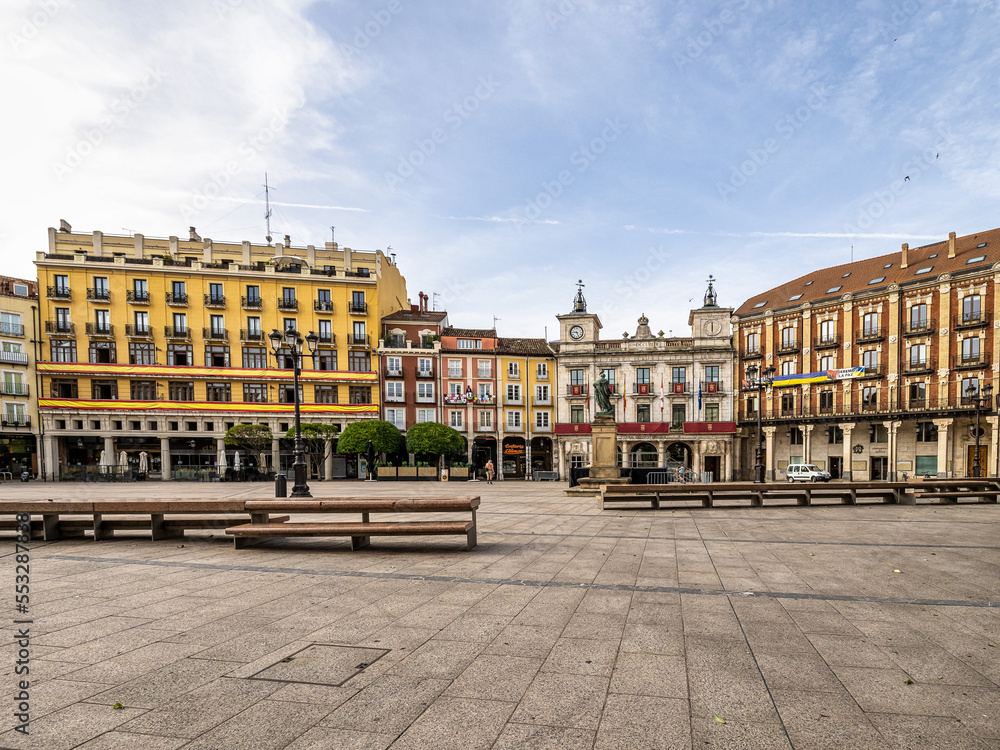 Historic town hall building on the Plaza Mayor square in Burgos, Spain