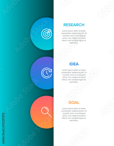 Vertical infographic design with icons and 3 options or steps. Thin line. Infographics business concept. Can be used for info graphics, flow charts, presentations, mobile web sites, printed materials.