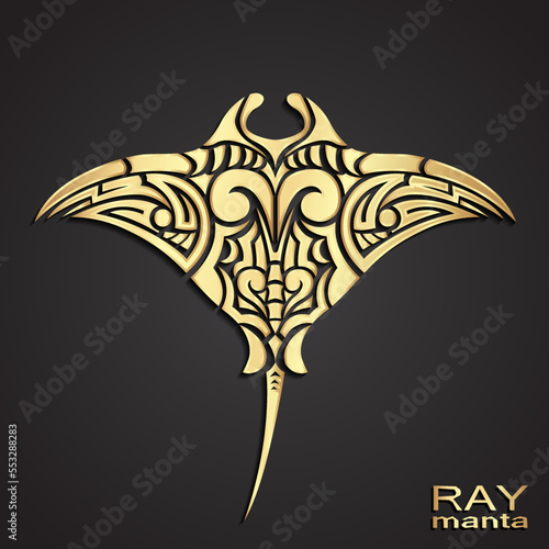 ray manta 3d golden ornamtal logo