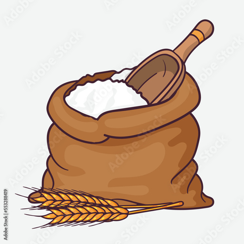 Vector canvas bag with white flour, scoop vector.eps
