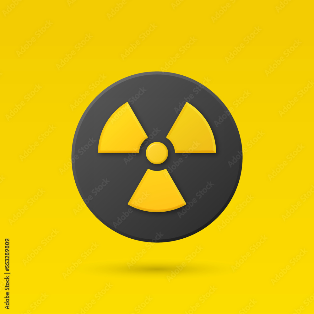 Vector Yellow Warning, Danger Nuclear Sign, Black Sign, Badge Icon Isolated. Radioactive Warning Symbol. Circle, Round Dangerous Sign. Design Template. Front View Vector Yellow Warning, Danger Nuclear Sign, Black Sign, Badge Icon Isolated. Radioactive Warning Symbol. Circle, Round Dangerous Sign. Design Template. Front View