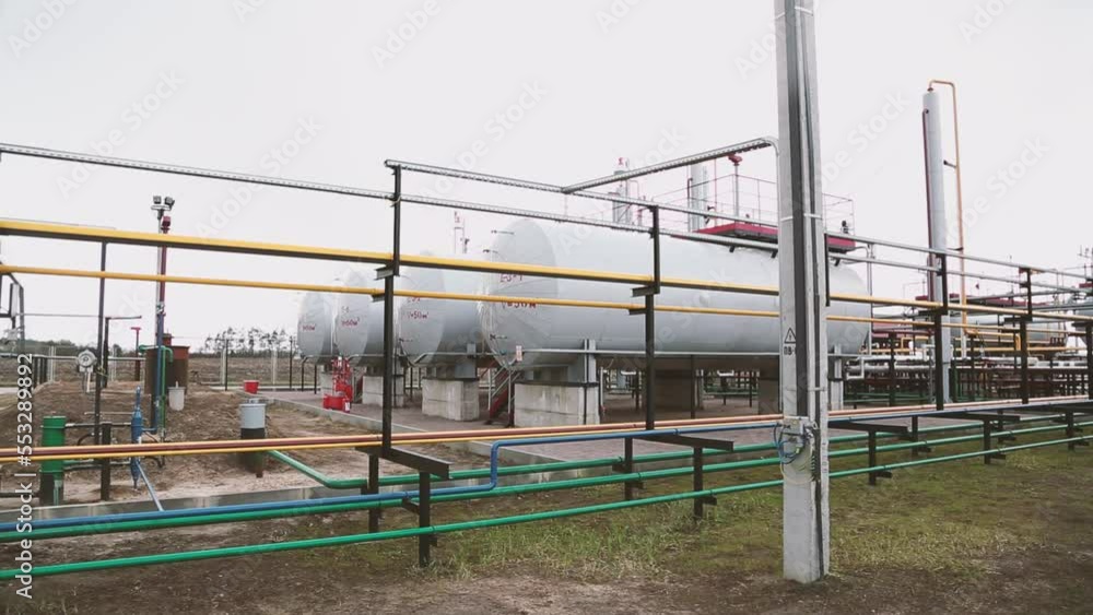 Natural gas tanks, compressor pipes and fuel distribution pipeline Natural gas tanks, compressor pipes and fuel distribution pipeline