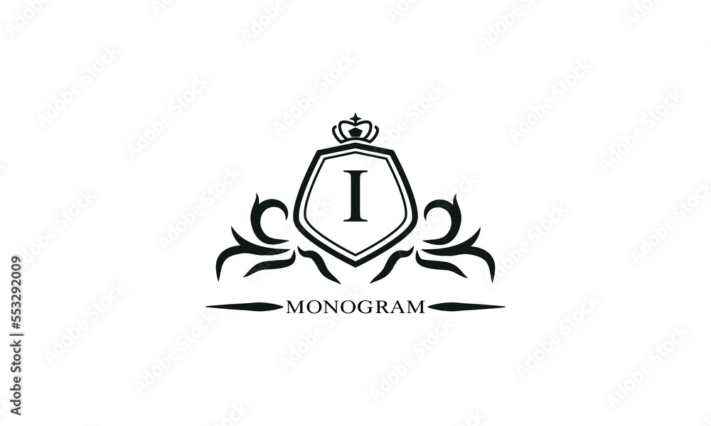 Luxury logo template with calligraphic elegant initial I. Emblem logo for restaurants, hotels, bars and boutiques. Luxury logo template with calligraphic elegant initial I. Emblem logo for restaurants, hotels, bars and boutiques.