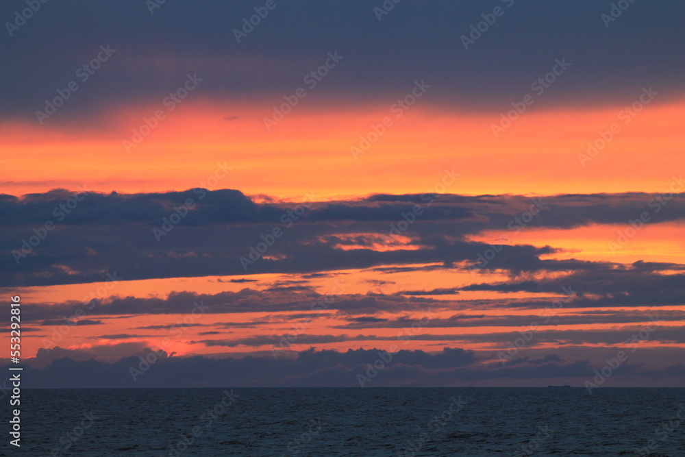 Sunset Baltic sea in Europe.