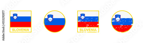 Set of flag of Slovenia in square and round shape isolated on white background. vector illustration