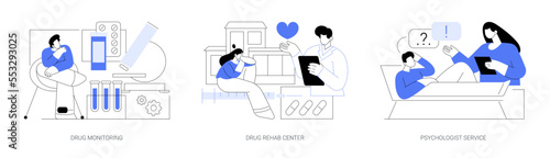 Abuse rehabilitation abstract concept vector illustrations.