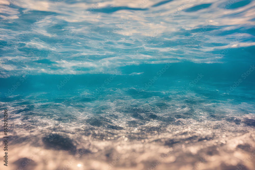 Obraz premium Abstract background picture of blue ocean, generative ai