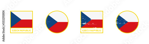 Free Download Set of flag of Czech Republic in square and round shape isolated on white background. vector illustration - GFXLoad
