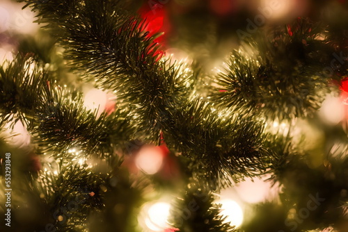 Fir tree needles with defocused background  Christmas new year  generative ai