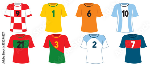 Vector illustration of world countries shirts soccer football competition
