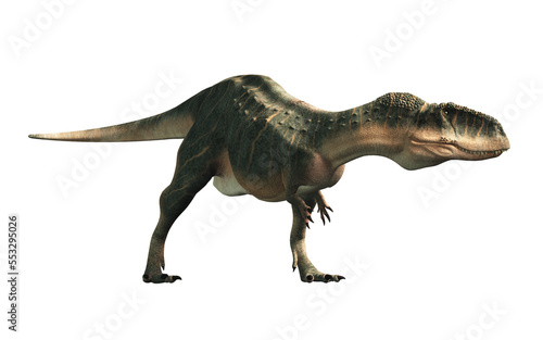 Abelisaurus was a bipedal carnivorous theropod dinosaur that lived in the late Cretacuous era in South America. It is related to Aucasaurus  Carnotaurus and Majungasaurus. 3D rendering  