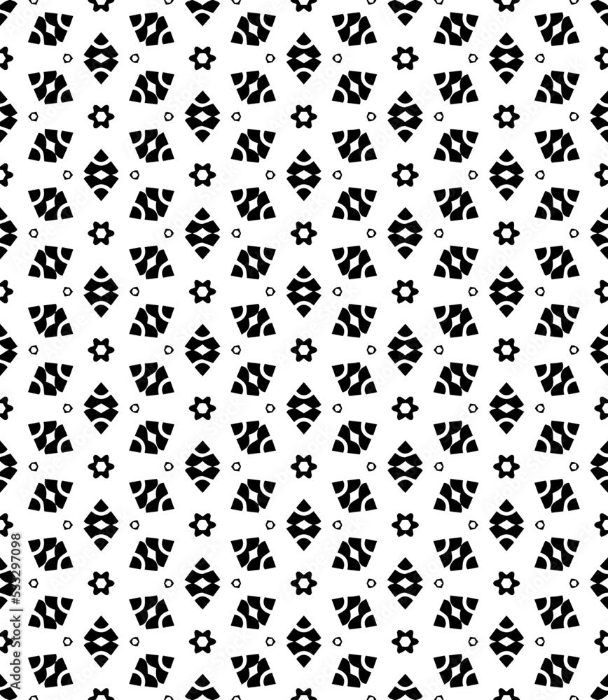 Black and white seamless pattern texture. Greyscale ornamental graphic design. Mosaic ornaments. Pattern template. Vector illustration. EPS10. Black and white seamless pattern texture. Greyscale ornamental graphic design. Mosaic ornaments. Pattern template. Vector illustration. EPS10.