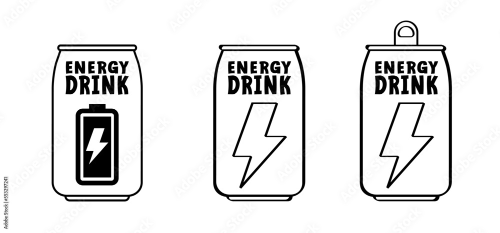 Drawing cartoon energy drink cans. power drink can. Energetic drink in a draw can. Sport, fitness balance concept. Empty or full bottle. battery icon or symbol Drawing cartoon energy drink cans. power drink can. Energetic drink in a draw can. Sport, fitness balance concept. Empty or full bottle. battery icon or symbol