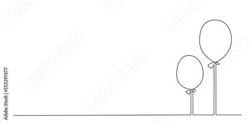 Wallpaper Mural Decoration continuous line hand drawing element two balloons for photo book, invitations. Vector stock illustration minimalism design isolated on white background. Editable stroke single line.  Torontodigital.ca